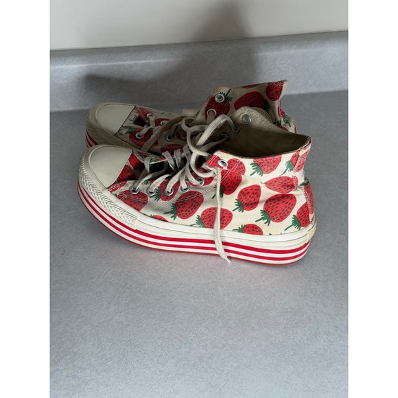Converse Chuck Taylor All Star Platform Strawberry Print High Top Sneakers - Picture 4 of 11